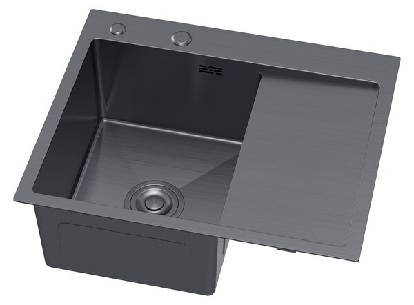 Erga HD, 1-komorový ocelový dřez 580x480x210 mm, pravý, grafitová, ERG-MLS-HD5848RB