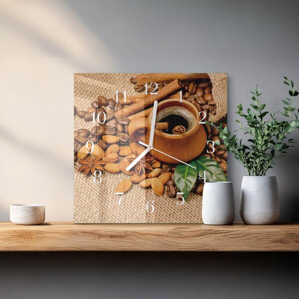 Skleněné hodiny Skořicové mandle zskb-30x30-00086264