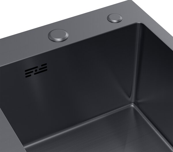 Erga HD, 1-komorový ocelový dřez 580x480x210 mm, pravý, grafitová, ERG-MLS-HD5848RB