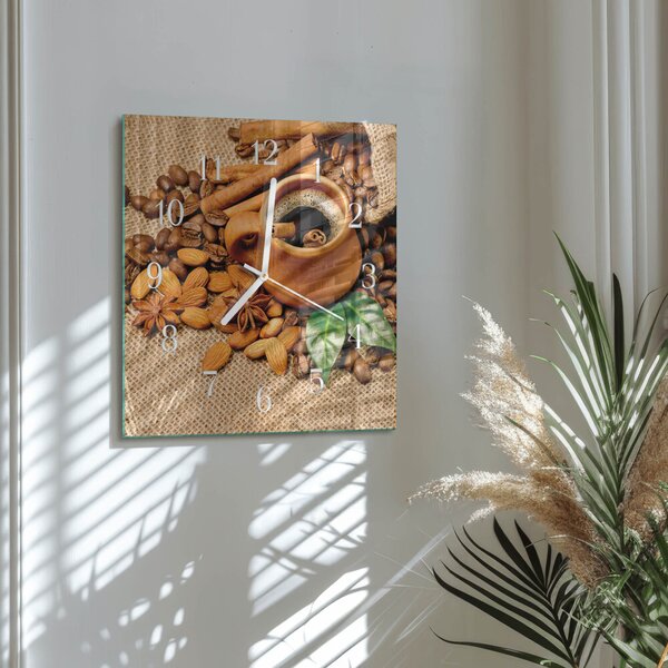 Skleněné hodiny Skořicové mandle zskb-30x30-00086264