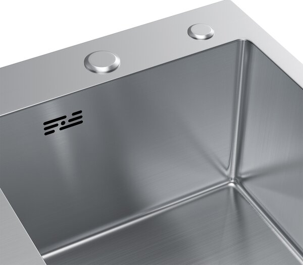 Erga HD, 1-komorový ocelový dřez 580x480x210 mm, pravý, ocelová, ERG-MLS-HD5848R
