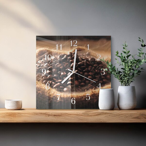 Skleněné hodiny Kávová zrna zskb-30x30-00082551