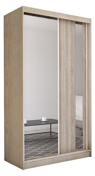 Skříň s posuvnými dveřmi a zrcadlem GAJA, 150x216x61, sonoma