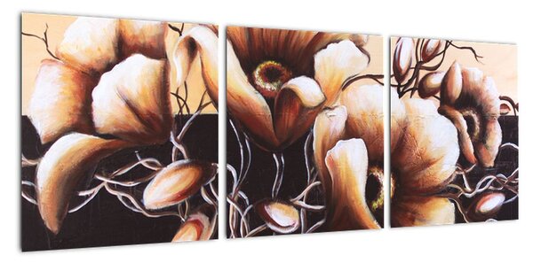 Abstraktní obraz květin (90x30cm)