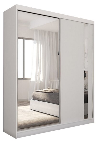 Skříň s posuvnými dveřmi a zrcadlem GAJA, 160x216x61, bílá