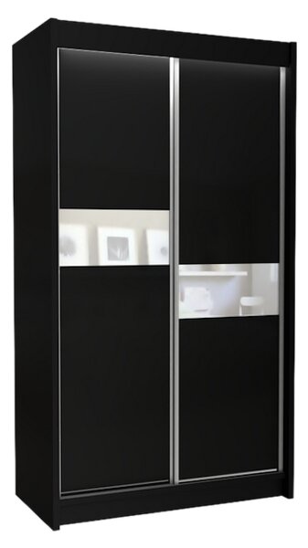 Skříň s posuvnými dveřmi ADRIANA, 120x216x61, černá/bílé sklo