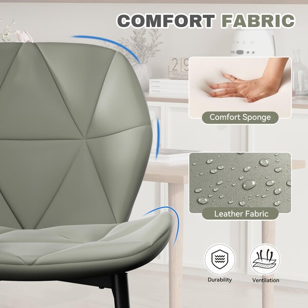 Jídelní židle – sada 2 kusů, design z poloviny století, potah boucle, kovový rám, barva šedá