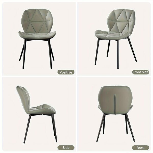 Jídelní židle – sada 2 kusů, design z poloviny století, potah boucle, kovový rám, barva šedá