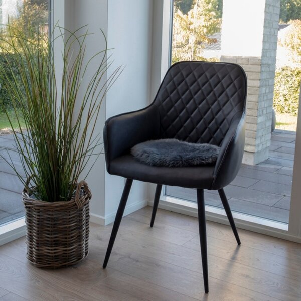 Nordic Living Šedý podsedák Lenny 35 cm z ovčí kůže