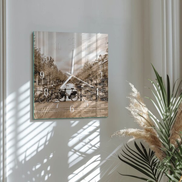 Skleněné hodiny Amsterdamská sépie zskb-30x30-00080147