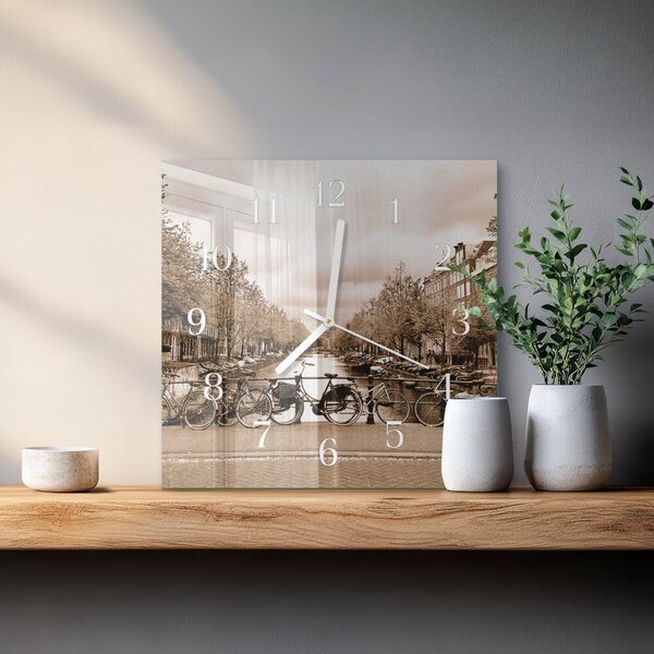 Skleněné hodiny Amsterdamská sépie zskb-30x30-00080147