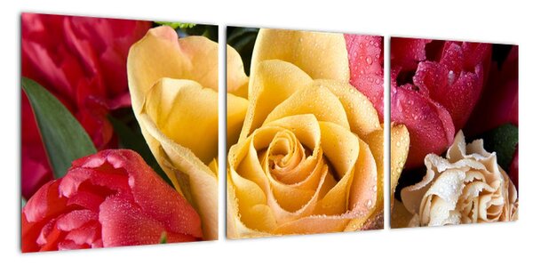 Obrazy květiny (90x30cm)