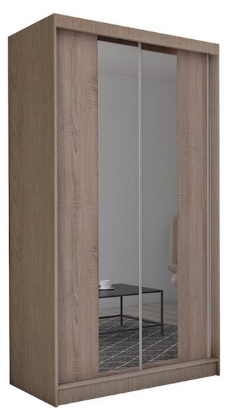 Skříň s posuvnými dveřmi a zrcadlem LUZON, 150x216x61, sonoma