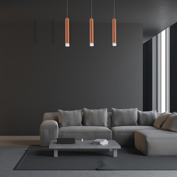 Závěsné svítidlo Copper, 3x měděné kovové stínítko, c