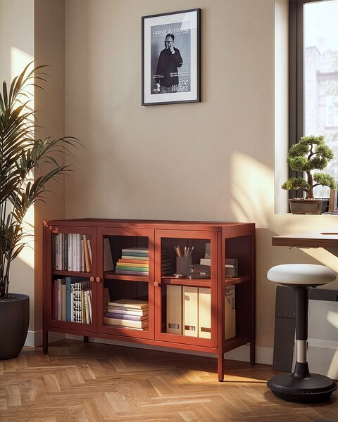 Prosklená komoda NEWPORT Kov 115 cm Zlatohnědá