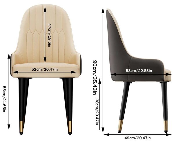 Jídelní židle - Židle s područkami - Moderní židle - Židle z umělé kůže - Ergonomický design