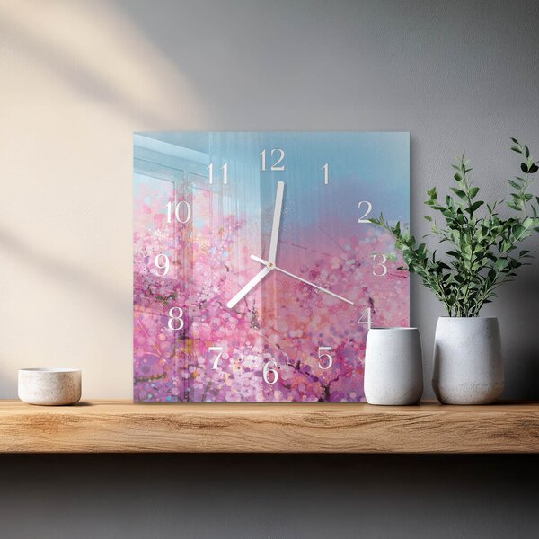 Skleněné hodiny Květinový vzor zskb-30x30-00091701