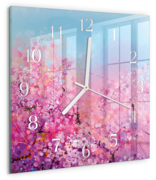 Skleněné hodiny Květinový vzor zskb-30x30-00091701