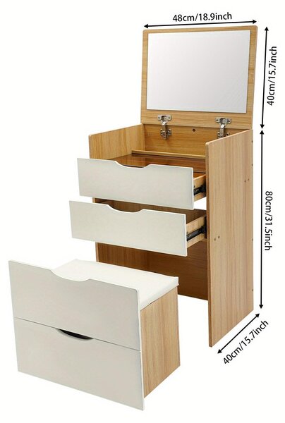 Kosmetický stolek - Toaletní stolek - Stolek na líčení - Stolek pro kosmetiku - Kosmetické psací stůl - Kompaktní design