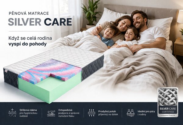 Pěnová matrace MERIDO 80x200 cm HR pěna Silver Care potah 30 cm
