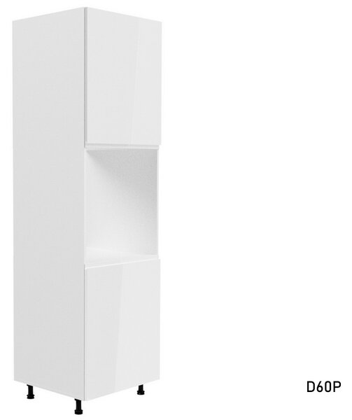 Kuchyňská skříňka vestavná vysoká YARD D60P, 60x212x58, bílá/šedá lesk, pravá