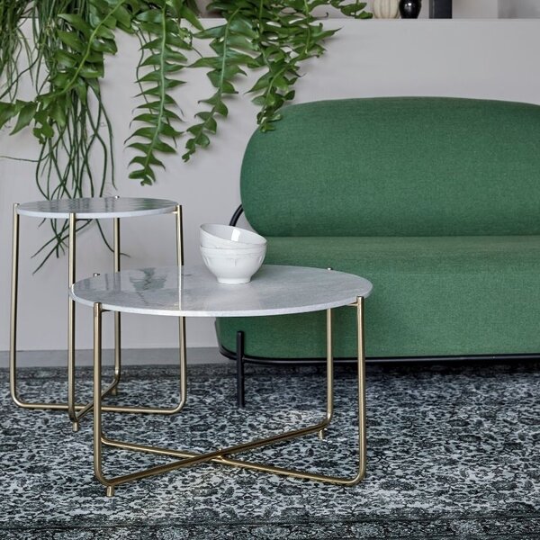 White Label Bílý mramorový konferenční stolek WLL TIMPA 70 cm