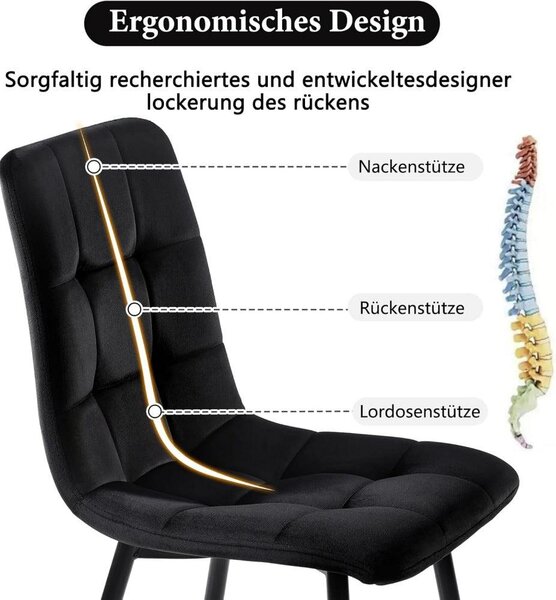 Jídelní židle - Židle - Židle s opěradlem ve tvaru sedáku - Kuchyňská židle - Židle k jídelnímu stolu - Čalounění - Robustní kovová konstrukce