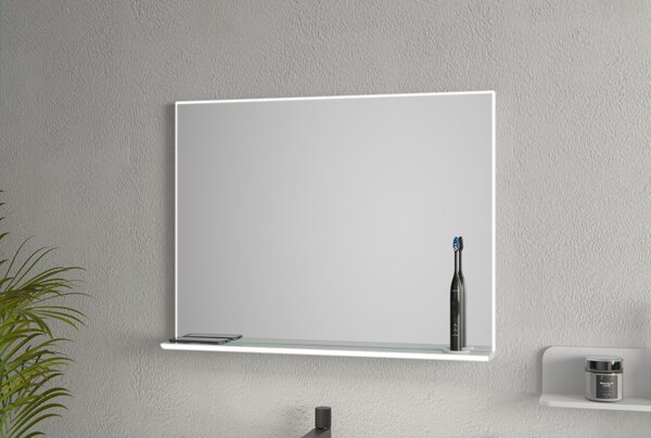 LED osvětlené zrcadlo WL1212 včetně vyhřívání zrcadla, nabíjecí stanice pro smartphone a zubní kartáček - volitelná velikost