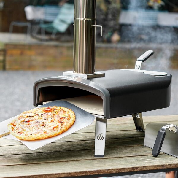 Přenosná pizza trouba pro venkovní použití s 33cm čtvercovou kamennou deskou, mobilní pizza trouba na dřevěné uhlí a dříví, pizza trouba na dřevo pro zahradu, kempování