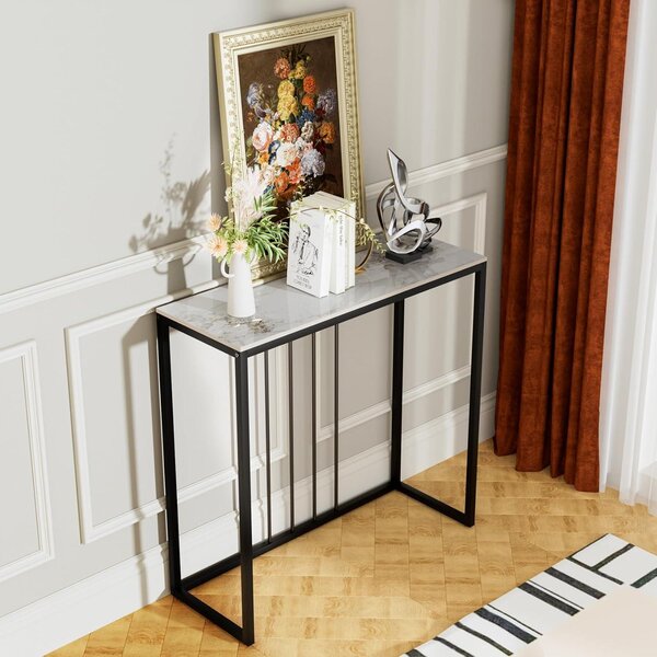 Boční stolek – nástěnný stolek – konferenční stolek – konzolový stolek – deska z mramoru – 80×30×78,5 cm – skandinávský design
