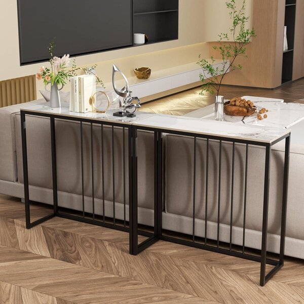 Boční stolek – nástěnný stolek – konferenční stolek – konzolový stolek – deska z mramoru – 80×30×78,5 cm – skandinávský design