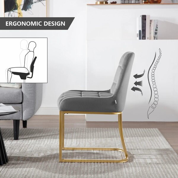 Sada dvou sametových jídelních židlí – Ergonomické křeslo s kovovým rámem