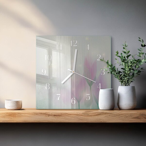 Skleněné hodiny Květiny zskb-30x30-00084295