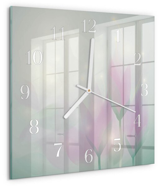 Skleněné hodiny Květiny zskb-30x30-00084295