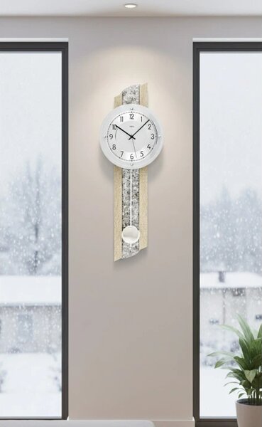 Luxusní kyvadlové nástěnné hodiny 5325 AMS řízené rádiovým signálem 68cm