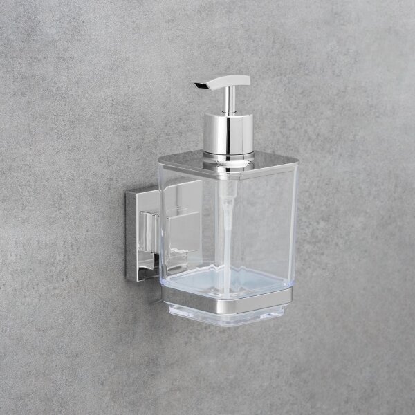 WENKO 22683100-Dávkovač mýdla VACUUM-LOC QUADRO ED 7,5x16 cm stříbrná/lesk.chrom