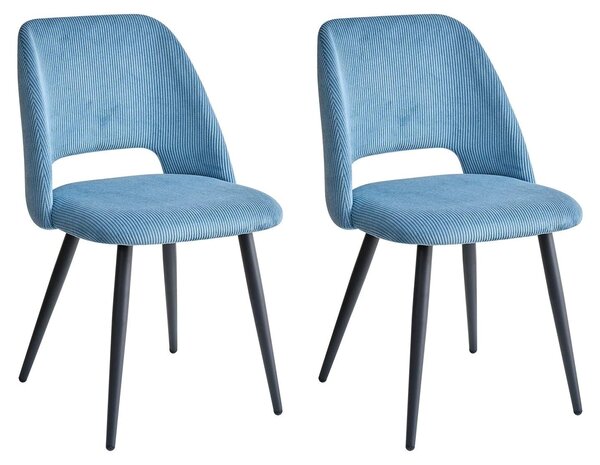 Sada jídelních židlí (2, 4 nebo 6 kusů) – sedák z ribového sametu, ergonomický design, černé kovové nohy