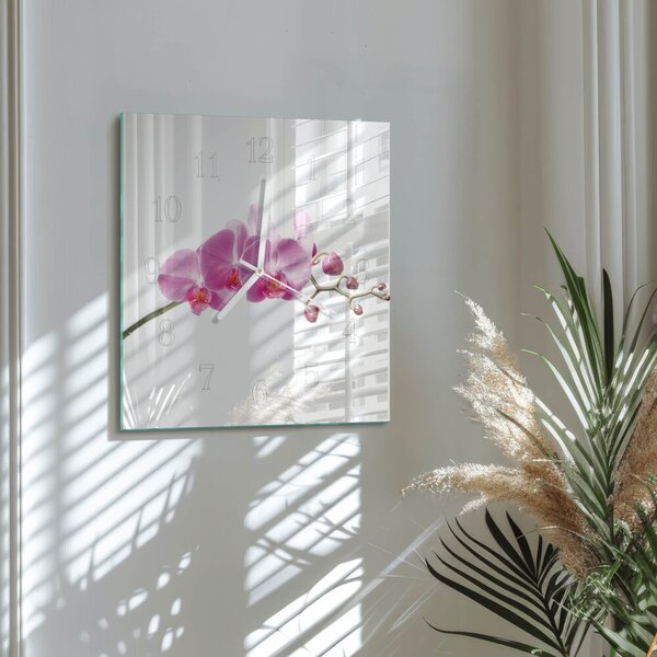 Skleněné hodiny Orchidej zskb-30x30-00087340