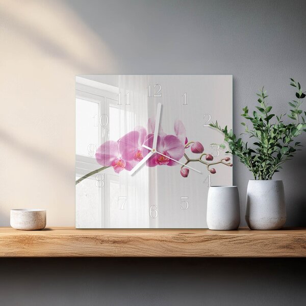 Skleněné hodiny Orchidej zskb-30x30-00087340