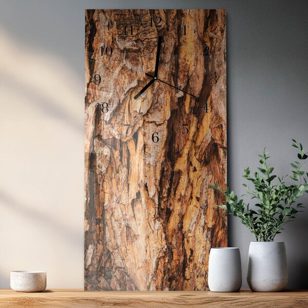 Skleněné hodiny vertikální Kůra stromu zsppc-30x60-00176032