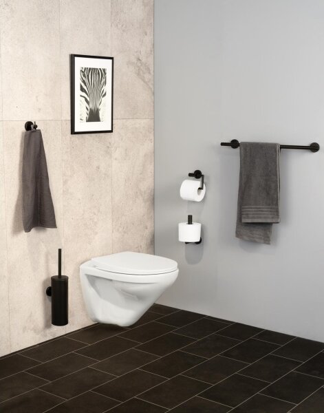 WENKO 24240100-Držák toaletního papíru BOSIO BLACK 15x10,5 cm nerez/stříbrná