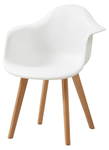 Jídelní židle - sada 4 kusů - minimalistický retro moderní design - s opěradlem - sedák z plastu - nohy z buku