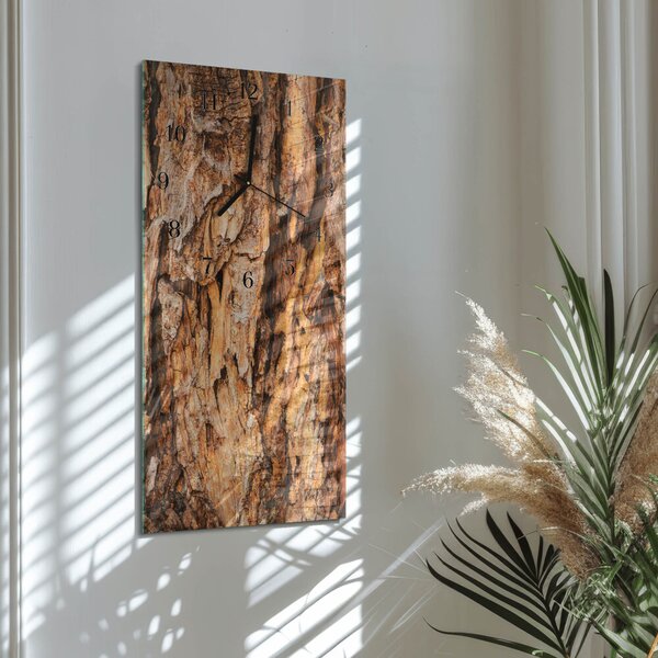 Skleněné hodiny vertikální Kůra stromu zsppc-30x60-00176032