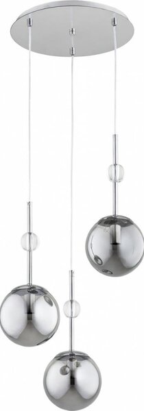 Lustr na lanku ARVENA 3xE14/10W/230V lesklý chrom/černá/kouřová