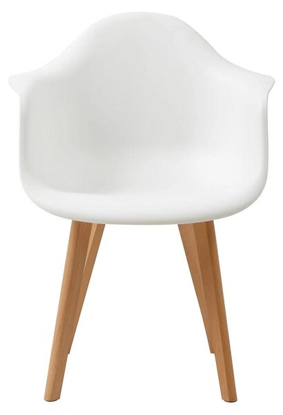 Jídelní židle - sada 4 kusů - minimalistický retro moderní design - s opěradlem - sedák z plastu - nohy z buku