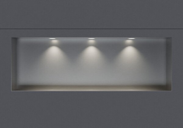Nerezový nástěnný výklenek NT309010X bez ráfku s LED reflektorem - 30 x 90 x 10 cm (v x š x h) - možnost volby barvy