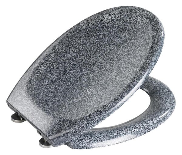WENKO 18902100-WC sedátko OTTANA 44,5x37,5 cm granit/šedá/stříbrná