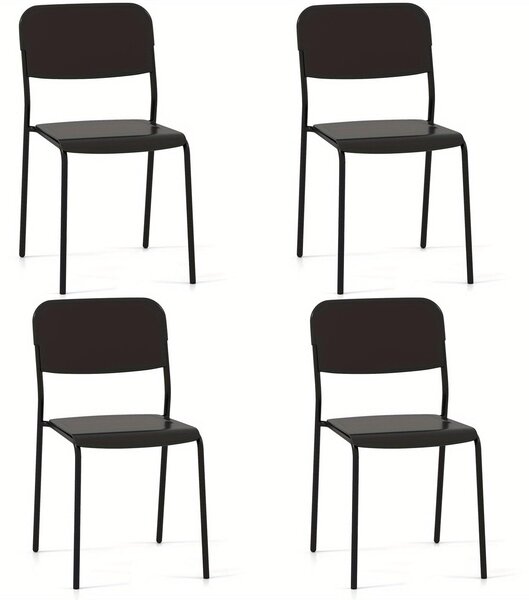 Jídelní židle - Kuchyňská židle - Židle - Stolička - Židle s opěradlem ve tvaru sedací schránky - Skládací - Kovová konstrukce - Sada 4 kusů