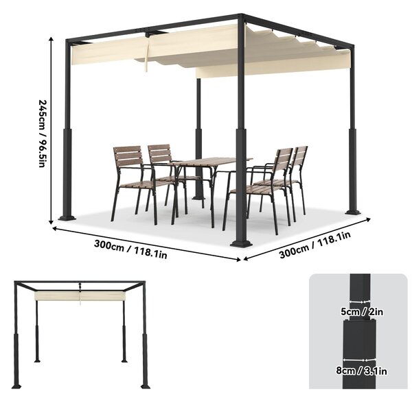 Pergola – Zahradní altán – Krytá terasa – Krytá zahrada – Krytý balkon – 3x3 metry