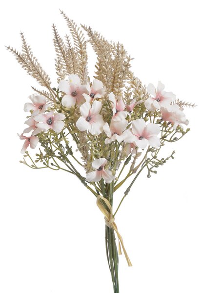 Kytice umělá s vřesovcem a květinami béžová/růžová 38cm
